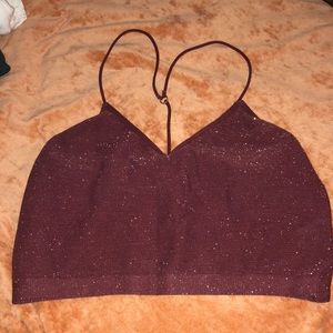 target red sparkly bralette top w/ spaghetti strap